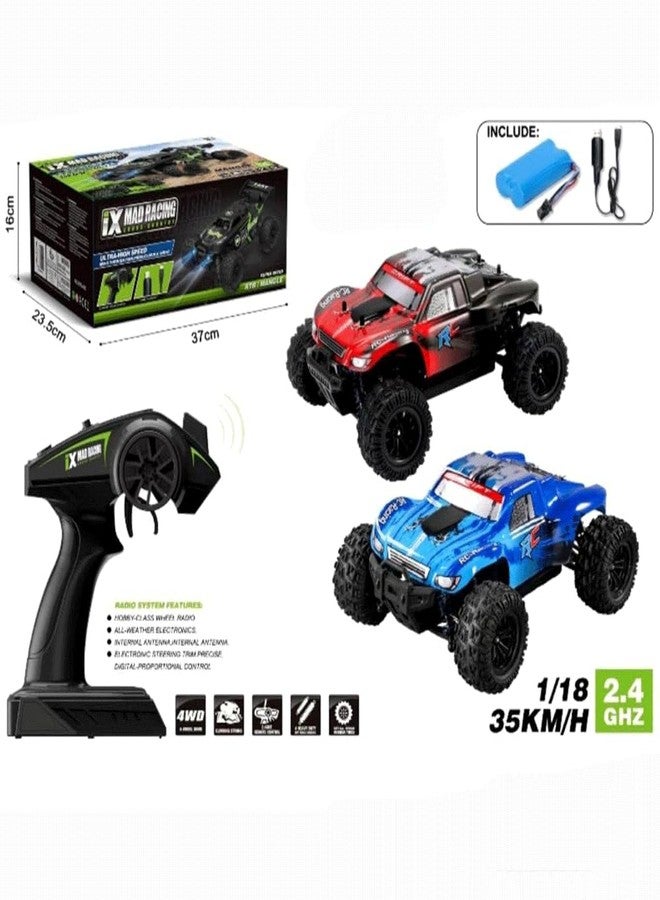 Zinnia Remote Control Car Toys for Kids, Long Range 2.4GHz High Speed 1:18 Scales Off Road Mad Racing Car, Remote Control Stunt Car for Adult Kids (Monster Truck) - Image 5