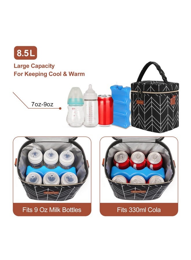 Mancro Mancro Breastmilk Cooler Bag, Insulated with Ice Pack, Fits 6 Baby Bottles Up to 9 Oz with On-The-Go Strap, Perfect for Nursing Moms and Daycare, Black Wave - Image 2