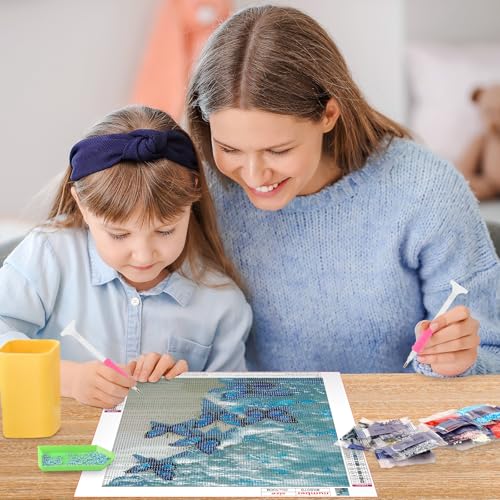 MOGTAA Blue Butterfly Diamond Art Kits for Adults, 5D Seaside Diamond Painting Kits for Adults Beginners, Full Drill Diamond Dots Kits Landscape Gem Painting for Home Decor 12x16 Inch - Image 4