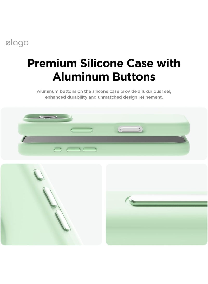 Elago Magnetic Liquid Silicone for iPhone 16 PRO Case Cover Compatible with MagSafe Shockproof - Soft Mint - Image 3