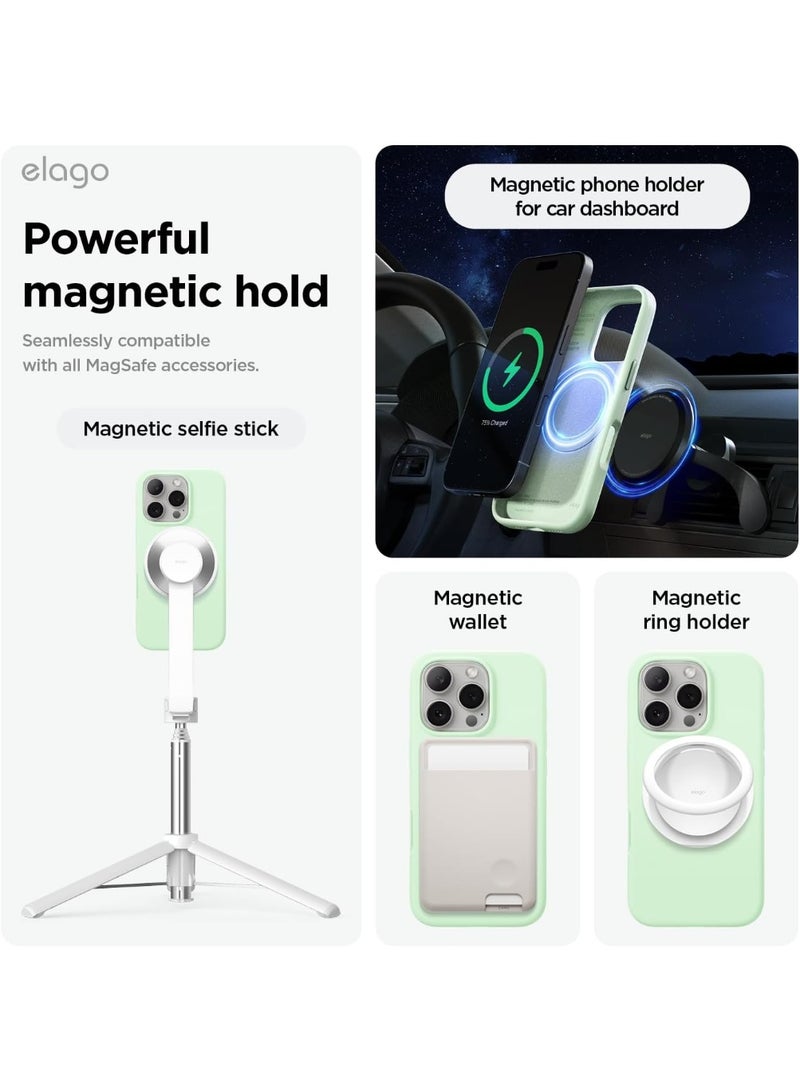 Elago Magnetic Liquid Silicone for iPhone 16 PRO Case Cover Compatible with MagSafe Shockproof - Soft Mint - Image 4
