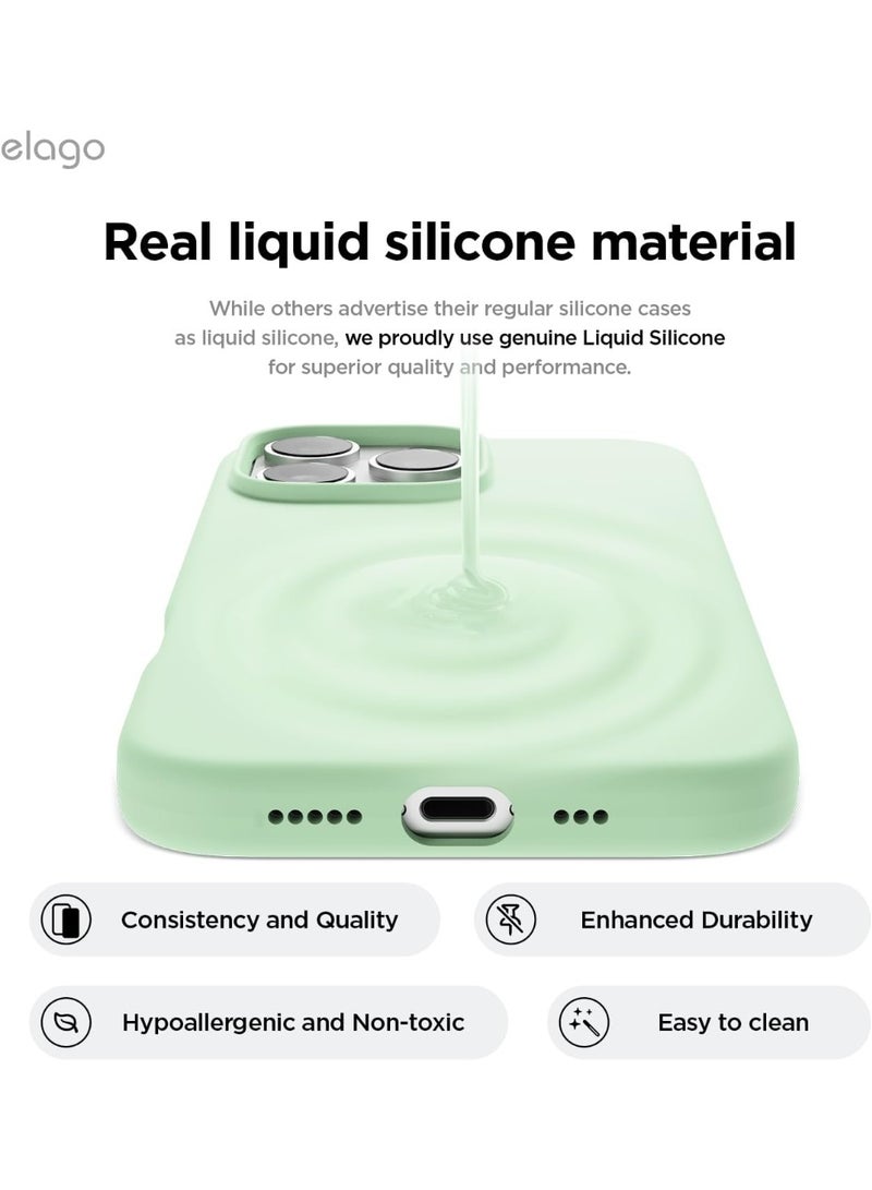 Elago Magnetic Liquid Silicone for iPhone 16 PRO Case Cover Compatible with MagSafe Shockproof - Soft Mint - Image 5