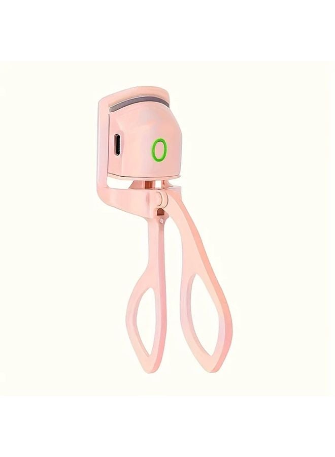 Pink USB Rechargeable Electric Heated Eyelash Curler Long Lasting Heat Compact Design - Image 1