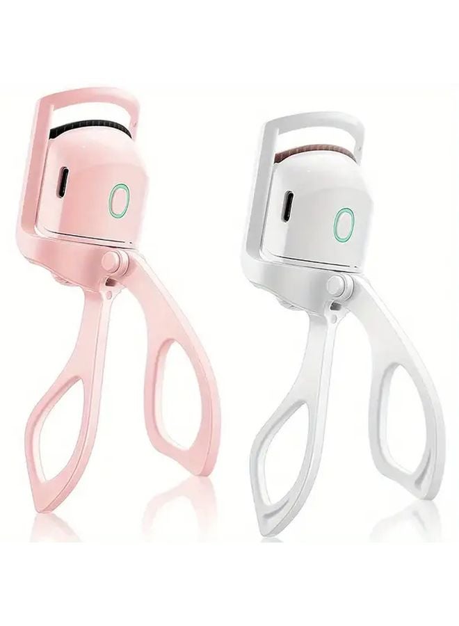 Pink USB Rechargeable Electric Heated Eyelash Curler Long Lasting Heat Compact Design - Image 2