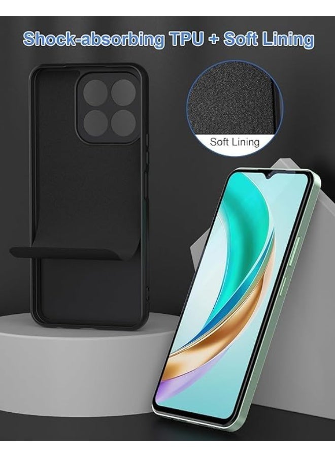 Muzz Case for Honor X7d Liquid Gel Rubber Bumper Case with Soft Microfiber Lining Cushion Slim Shockproof Protective with Camera Protection Cover for Honor X7d 5G (Black) - Image 4