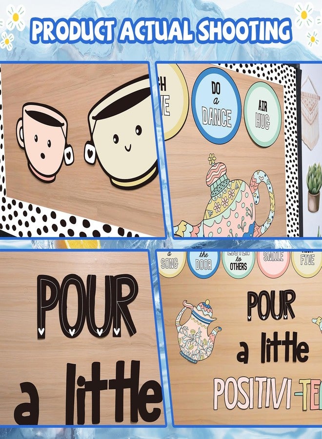 VABAMNA Positivity Classroom Bulletin Board Decorations Set, Pour A Little Inspirational Kettle Teacup Paper Cutouts with Dot Bulletin Border Trims for Back to School Classroom Supplies Door Wall Decor - Image 5