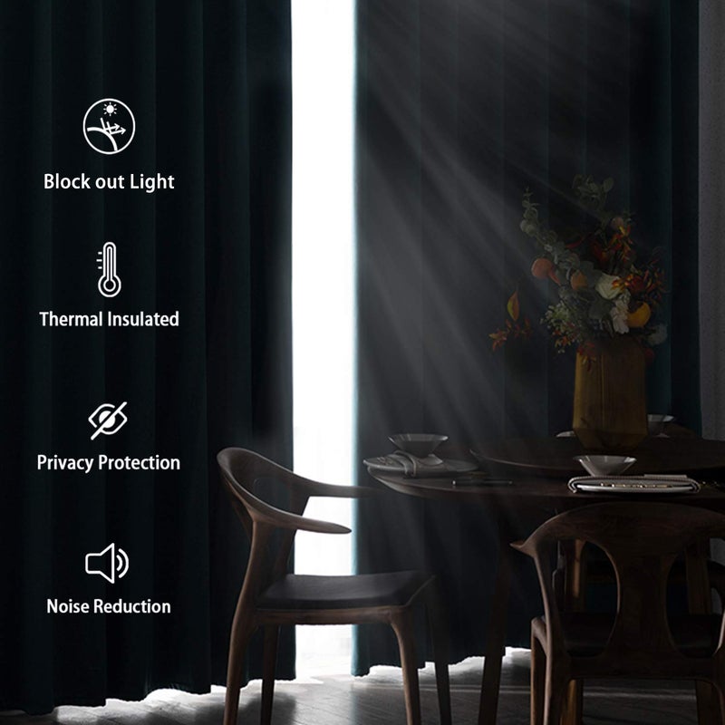 DWCN Black Blackout Curtains for Bedroom Sewn with Tiebacks - Thermal Insulated Light Blocking Grommet Window Curtains for Living Room, 42 x 63 inch Length, Set of 2 Drape Panels - Image 3