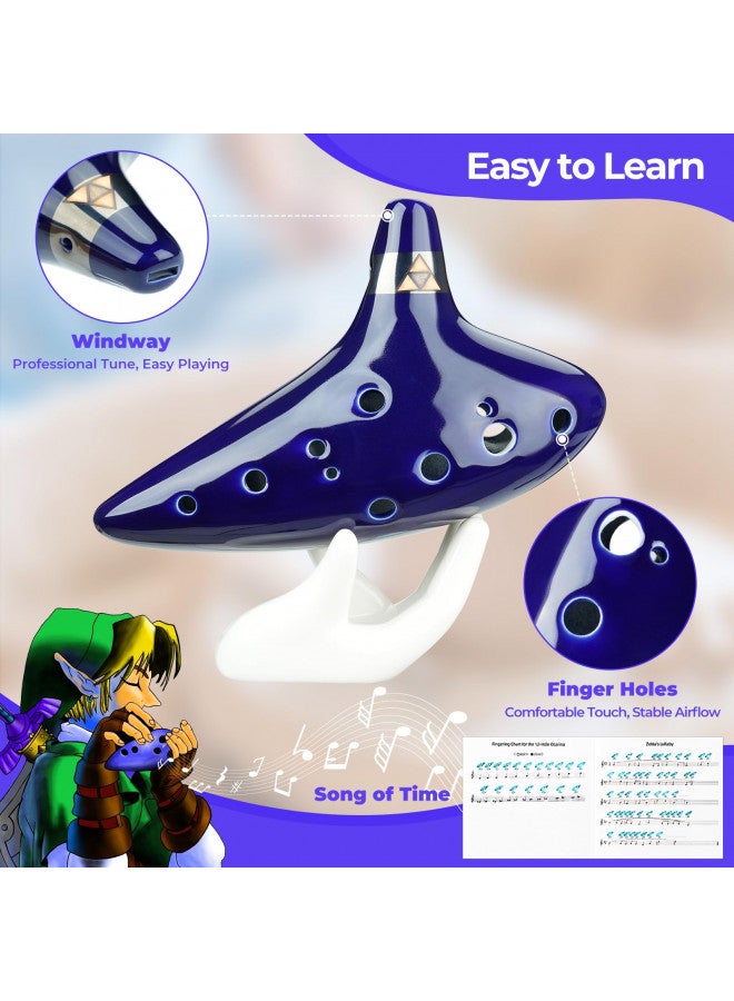 Ohuhu Ohuhu Zelda Ocarina with Song Book (Songs From the Legend of Zelda), 12 Hole Alto C Zelda Ocarinas Play by Link Triforce Gift for Zelda Fans with Display Stand Protective Bag  - Image 3