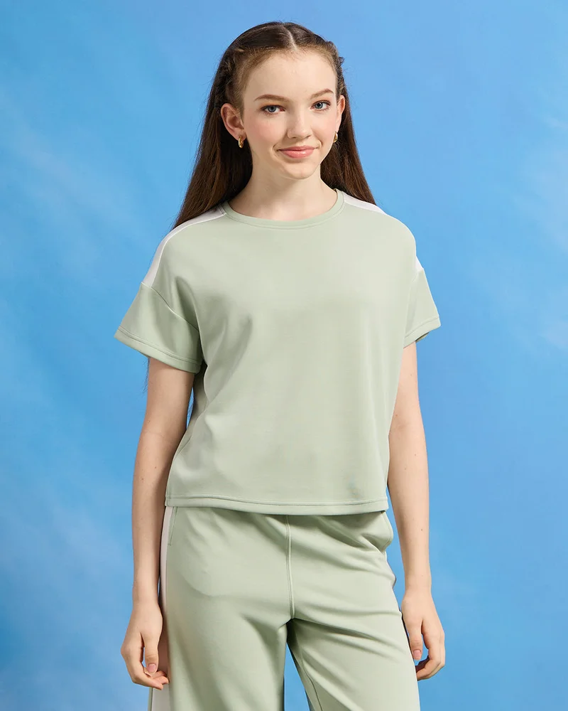 REDTAG Senior Girls Mint Cut And Sew Top