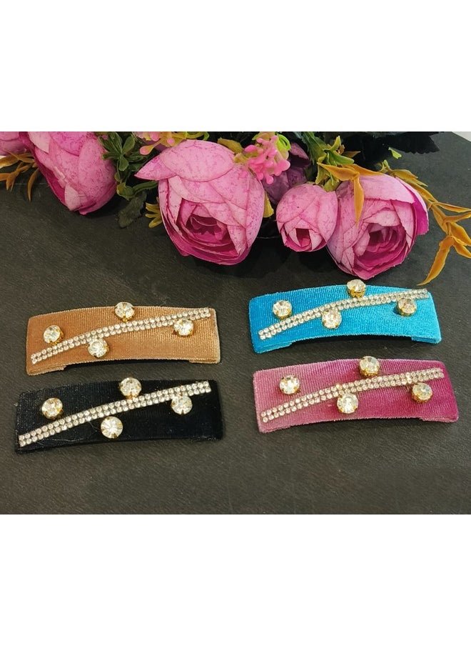 La Belleza rhinestone studded Velvet crystal Fancy Hair Clip Elegant Long Hair Claw Clip Crow Clip Duckbill Alligator Hair Accessories | Multicolor Combo Pack Of 4 - pzsku/Z77FE65084E58591E7BF2Z/45/_/1741429403/d5cf5eaa-56fd-449c-bc4f-2c78efcc8882