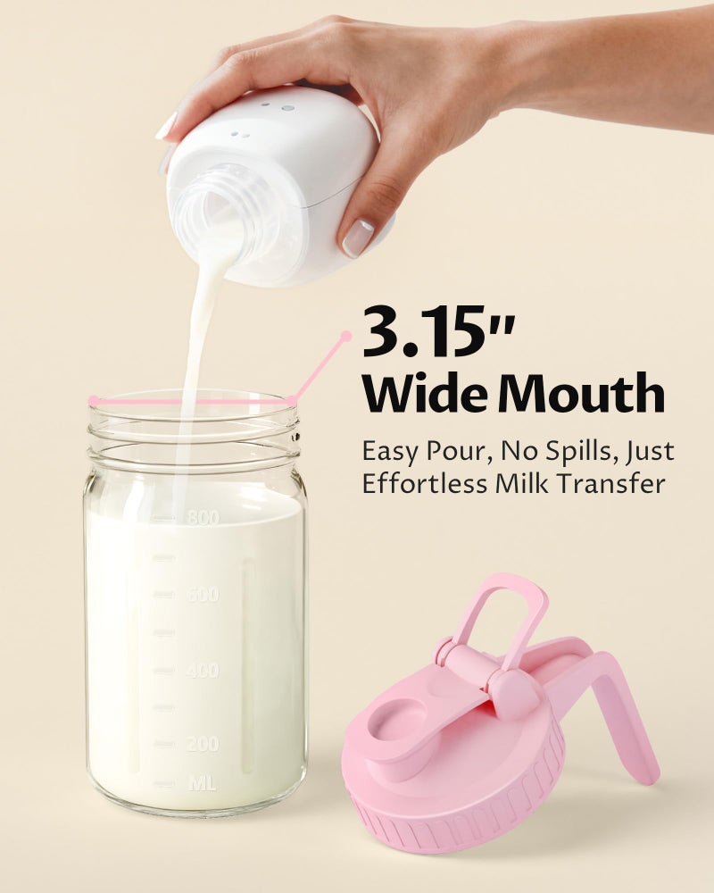 VA1KENE 32oz Breast Milk Pitcher with Lid - Airtight Leakproof Glass Storage with Flip Cap & Pour Spout, Wide Mouth 1 Quart Breastmilk Storage Container for Breastmilk, Formula, and Milk - Image 4