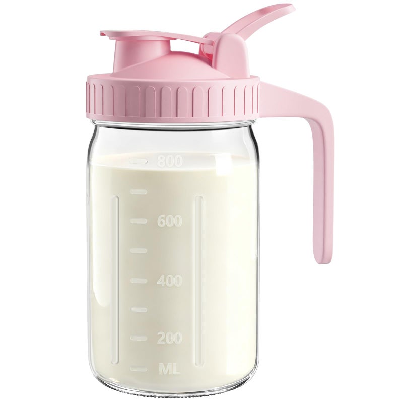 VA1KENE 32oz Breast Milk Pitcher with Lid - Airtight Leakproof Glass Storage with Flip Cap & Pour Spout, Wide Mouth 1 Quart Breastmilk Storage Container for Breastmilk, Formula, and Milk - Image 1