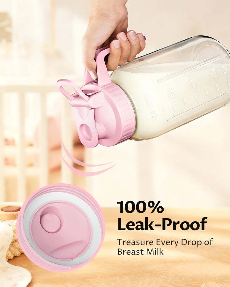 VA1KENE 32oz Breast Milk Pitcher with Lid - Airtight Leakproof Glass Storage with Flip Cap & Pour Spout, Wide Mouth 1 Quart Breastmilk Storage Container for Breastmilk, Formula, and Milk - Image 3