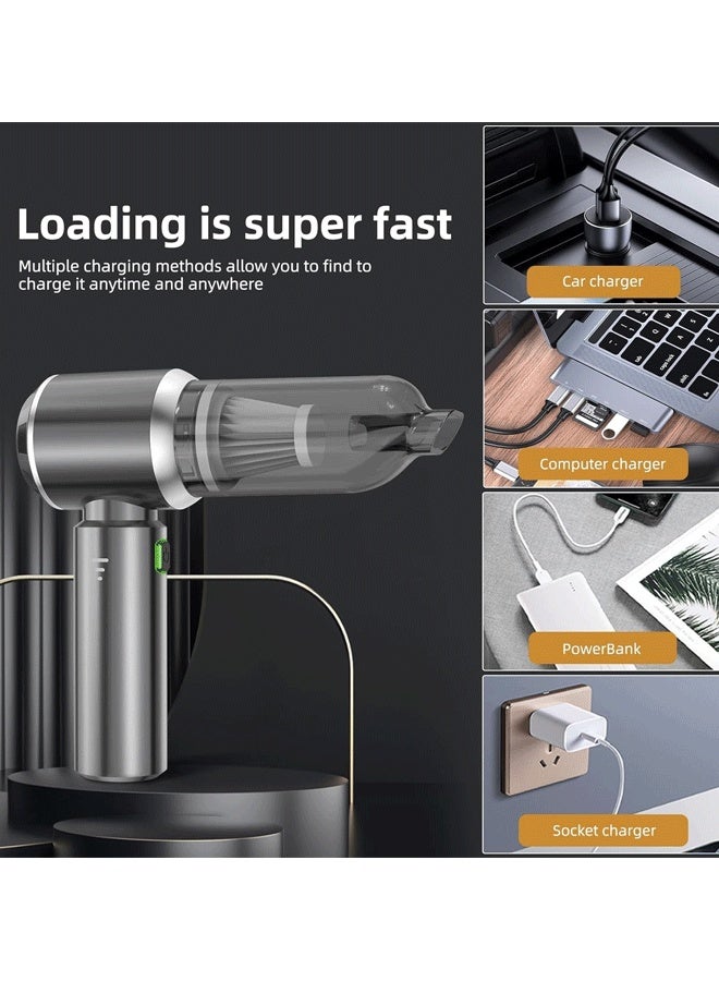 XiuWoo Mini Vacuum Cordless, Portable Vacuum Cordless for Car, 4-in-1 16000PA High Power Portable Rechargeable Vacuum Cleaner with Brushless Motor, Small Handheld Vacuum & Air Blower & Pump - Image 2