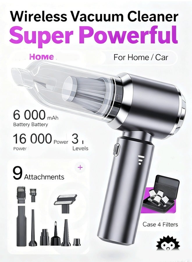 XiuWoo Mini Vacuum Cordless, Portable Vacuum Cordless for Car, 4-in-1 16000PA High Power Portable Rechargeable Vacuum Cleaner with Brushless Motor, Small Handheld Vacuum & Air Blower & Pump - Image 1