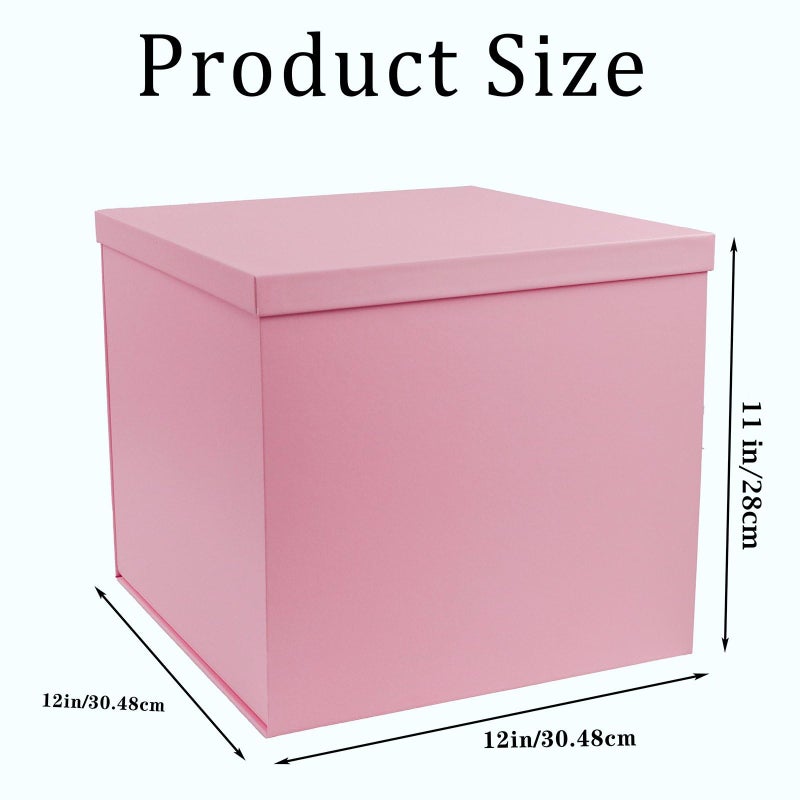 UoeRing Large Gift Box with Lid 12x12x11 Inch,Pink Gift Boxes for Presents Packaging for Birthdays,Valentine's Day,Mother's Day,Christmas with Ribbon Card Envelope Shredded Paper Fill (Matte Pink) - Image 3