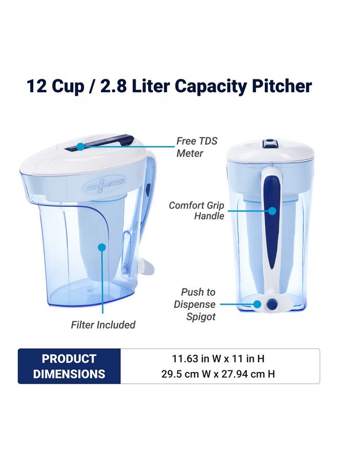 ZeroWater ZeroWater 12-Cup Ready-Pour 5-Stage Water Filter Pitcher 0 TDS for Improved Tap Water Taste - IAPMO Certified to Reduce Lead, Chromium, and PFOA/PFOS  - Image 3