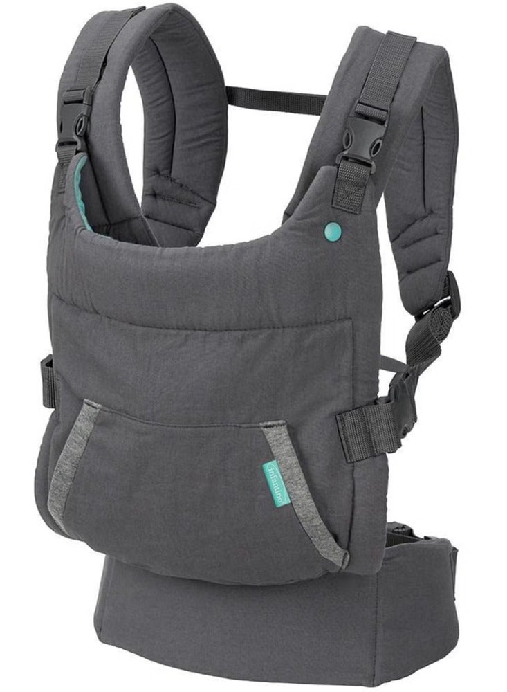 Cuddle Up Ergonomic Hoodie Baby Carrier With Removable Canopy, Grey - IN005331 - Image 1