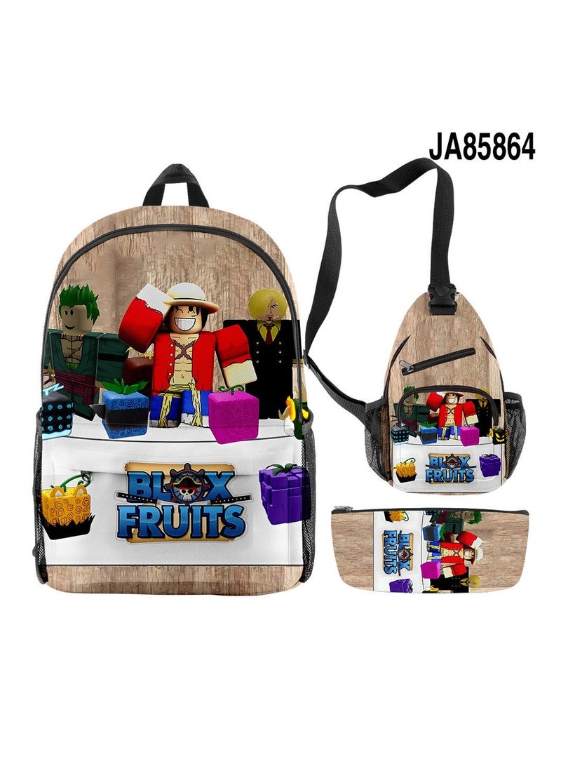 Cartoon Backpack Three-piece Student School Bag