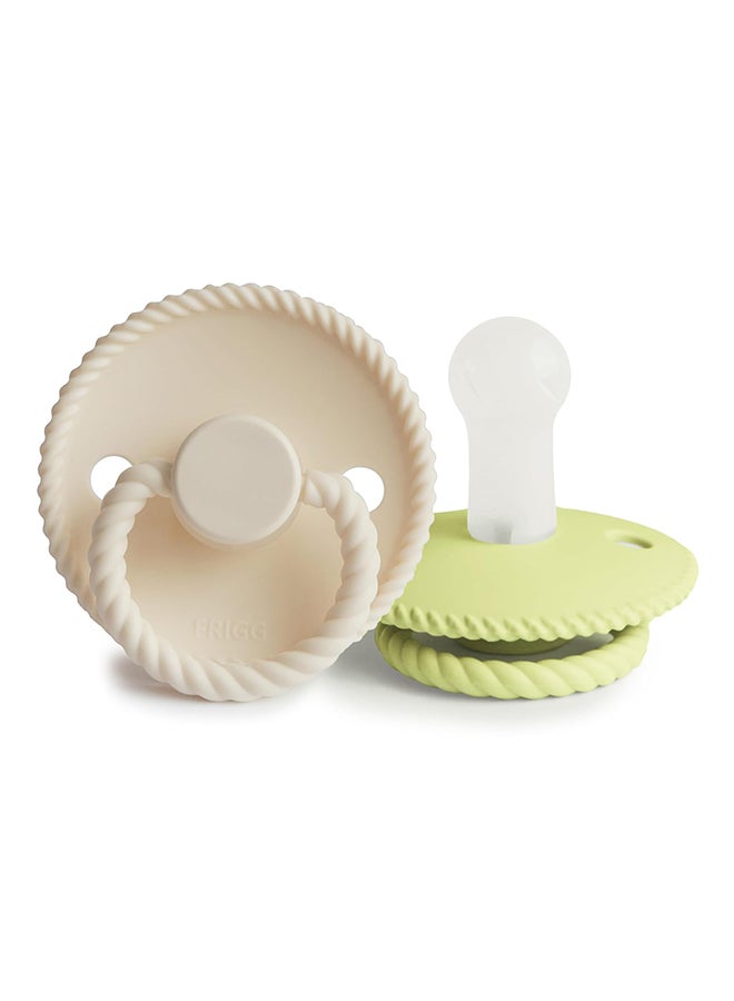 FRIGG Rope Silicone Baby Pacifier  6-18M 2-Pack Cream/Green Tea - Size 2