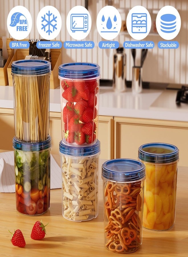 Winproper 6 Pack-32 OZ Freezer Storage Containers, Round Plastic Containers with Twist Top Lids, BPA Free Food Storage Containers, Leakproof Meal Prep Containers Microwave/Dishwasher Safe - Image 2