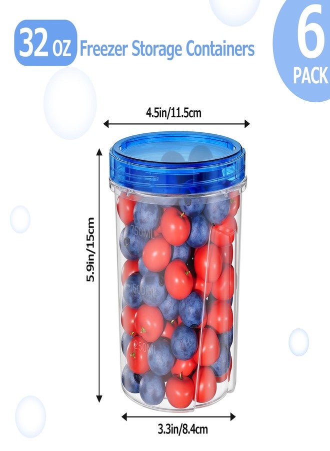 Winproper 6 Pack-32 OZ Freezer Storage Containers, Round Plastic Containers with Twist Top Lids, BPA Free Food Storage Containers, Leakproof Meal Prep Containers Microwave/Dishwasher Safe - Image 3