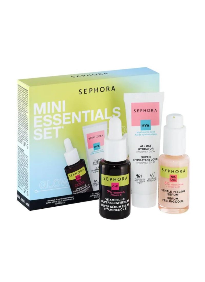 SEPHORA Sephora Favorites Limited Edition Mini Essentials Skincare Set  Glow Serum  Peeling Serum  Face Hydrator  Travel Size 