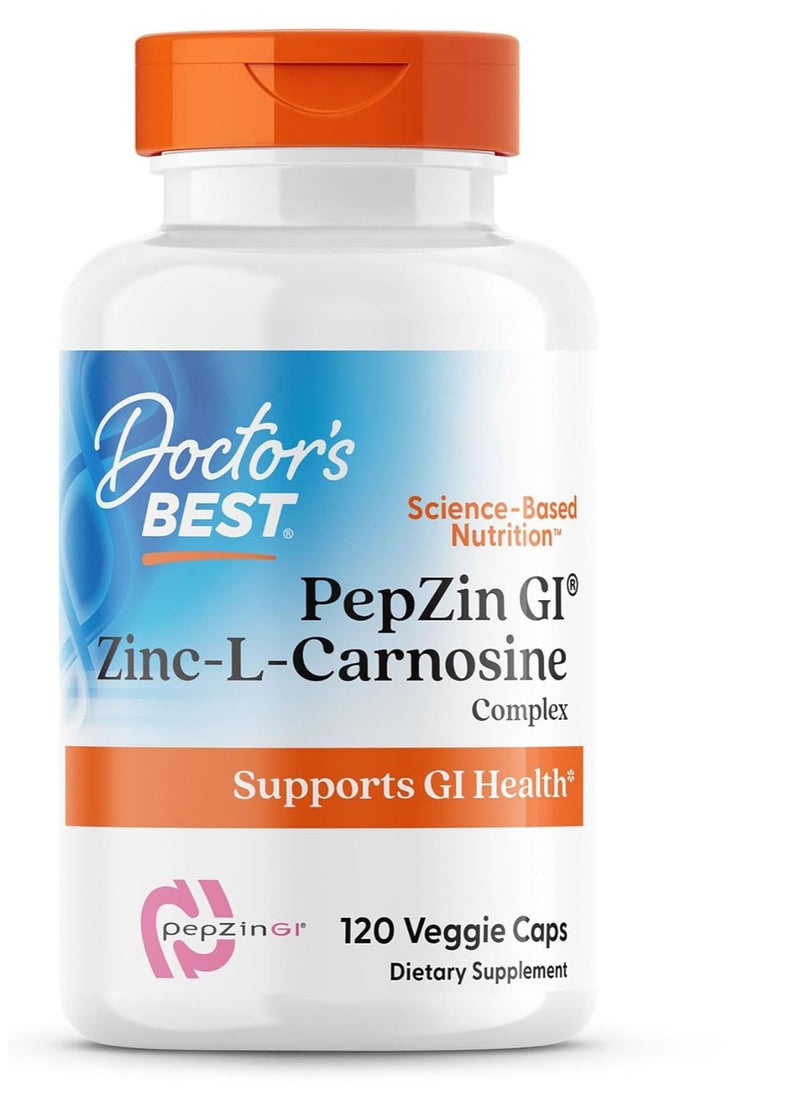 Doctor's BEST Zinc-L-Carnosine Complex With Pepzin GI - 120 Veggie Capsules  - Image 1
