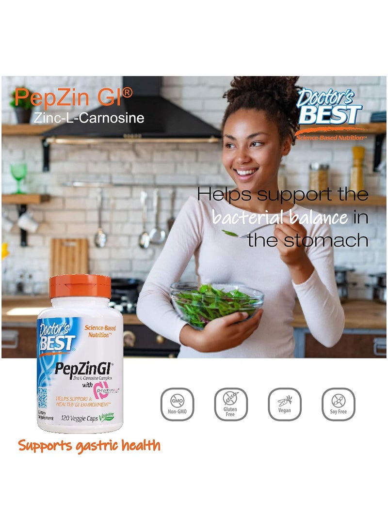 Doctor's BEST Zinc-L-Carnosine Complex With Pepzin GI - 120 Veggie Capsules  - Image 3