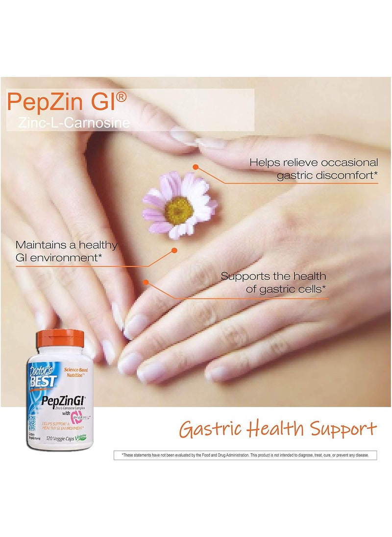 Doctor's BEST Zinc-L-Carnosine Complex With Pepzin GI - 120 Veggie Capsules  - Image 4