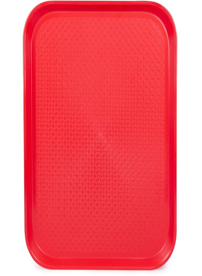 Back of House Ltd. Fast Food Cafeteria Tray | 14 x 18 Rectangular Textured Plastic Food Serving TV Tray | School Lunch, Diner, & Commercial Kitchen Restaurant Equipment (Red) - Image 1
