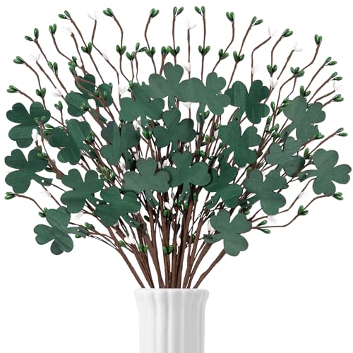 Eternity sky 20Pcs St Patricks Day Decorations Shamrock Picks Decor Artificial Floral Stems for Party Table Centerpiece - Image 1