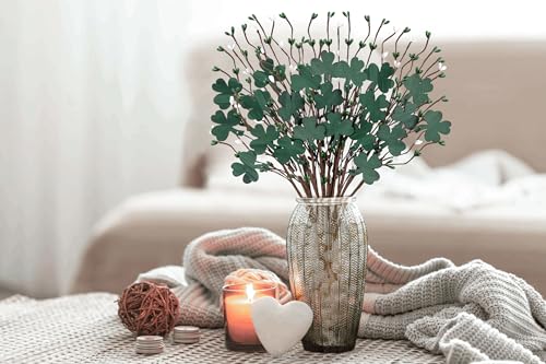 Eternity sky 20Pcs St Patricks Day Decorations Shamrock Picks Decor Artificial Floral Stems for Party Table Centerpiece - Image 2