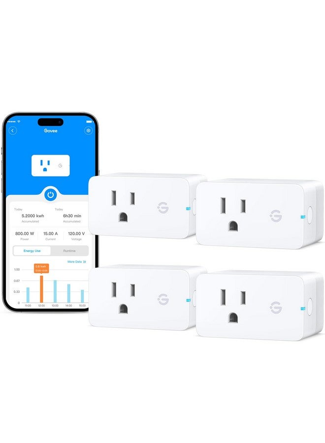 Govee Smart Plug with Energy Monitoring, WiFi Bluetooth Plug Work with Alexa and Google Assistant, 15A Smart Outlets with Timer & Group Controller, No Hub Required, ETL&FCC Certified for Home, 4 Pack - Image 1