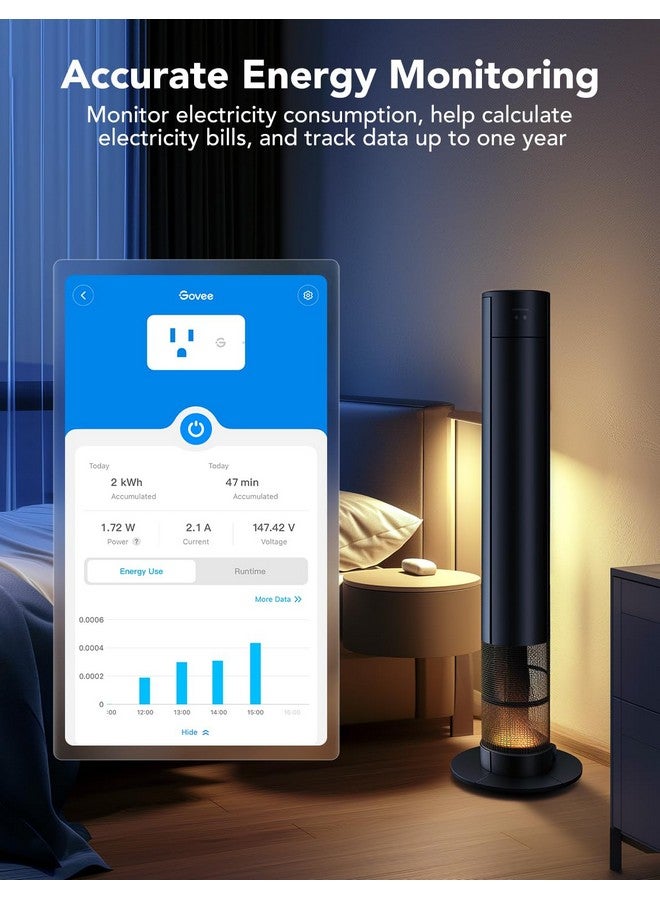 Govee Smart Plug with Energy Monitoring, WiFi Bluetooth Plug Work with Alexa and Google Assistant, 15A Smart Outlets with Timer & Group Controller, No Hub Required, ETL&FCC Certified for Home, 4 Pack - Image 2