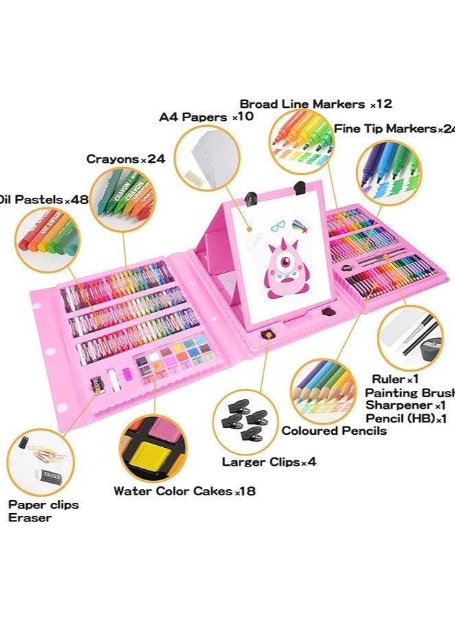 208 PCS Art Supplies,Drawing Art Kit for Kids Girls Boys Teens Artist, Art Set Case with Trifold Easel, Includes Oil Pastels, Crayons, Colored Pencils, Coloring Book, Scissors, Origami Paper 40 Sheets - Image 2