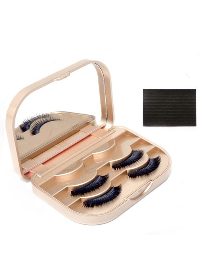 YiQiYi Cosmetic Case Empty Eyelashes Storage Case with Makeup Mirror Holder Box Fake Eyelash Packing Travel Storage Case Eyelashes Bag(Gold) - Image 1