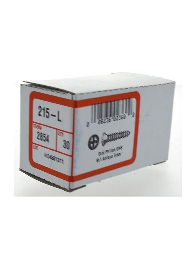 Hillman 2854 8 x 1-Inch Oval Head Antique Brass Decorative Sheet Metal Screw, 30-Pack - Image 2