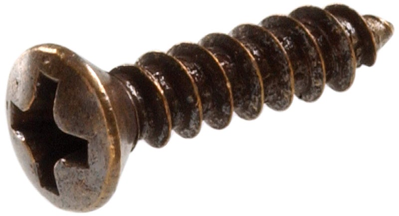 Hillman 2854 8 x 1-Inch Oval Head Antique Brass Decorative Sheet Metal Screw, 30-Pack - Image 1