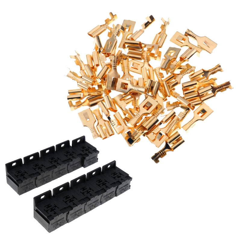 Slykew Pack10 Relay Base Holders 3080A 5 Pin Sockets with 02 Inches Terminals Kit Automobile Universal Replacement Accessories for Most Cars Trucks and Vans Black