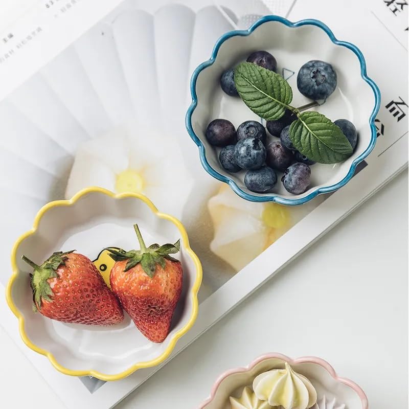 DANSR DANSR Printed Flower Shape Bowl Set for Kitchen Ketchup Serving Dip Sauce Chutney Katori Pickle Mini Bowls Dips Ceramic Dining Ketchup Bowls Sauce Bowls Chutney Bowls Random Colour  - Image 3