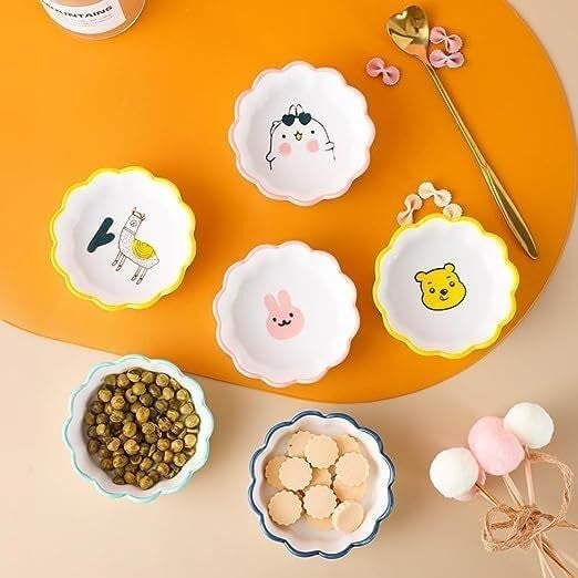DANSR DANSR Printed Flower Shape Bowl Set for Kitchen Ketchup Serving Dip Sauce Chutney Katori Pickle Mini Bowls Dips Ceramic Dining Ketchup Bowls Sauce Bowls Chutney Bowls Random Colour  - Image 5