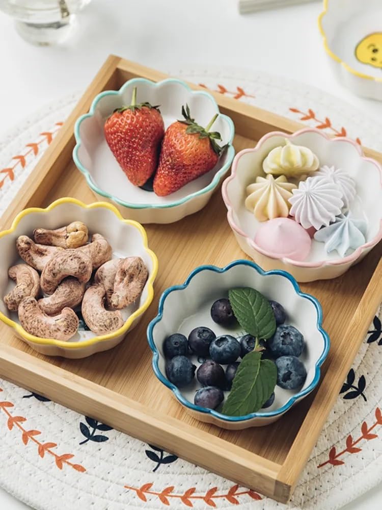 DANSR DANSR Printed Flower Shape Bowl Set for Kitchen Ketchup Serving Dip Sauce Chutney Katori Pickle Mini Bowls Dips Ceramic Dining Ketchup Bowls Sauce Bowls Chutney Bowls Random Colour  - Image 2