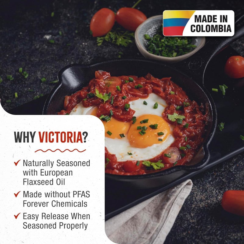 Victoria 6.5 Inch Mini Cast Iron Skillet. Small Frying Pan,Seasoned with 100% Kosher Certified Non-GMO Flaxseed Oil (SKL-206) - Image 2