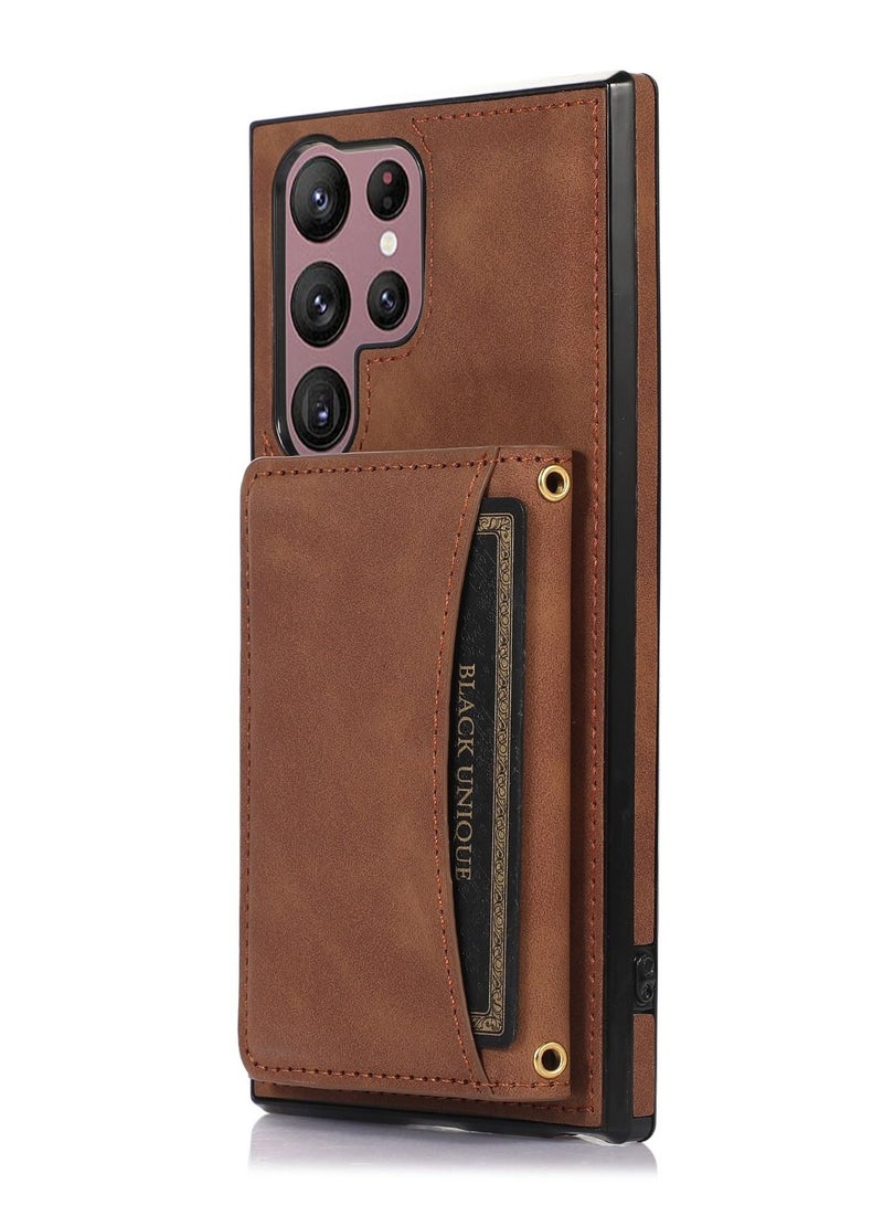 Suteni Back Cover Card Slots Leather Phone Case for Samsung - Image 1