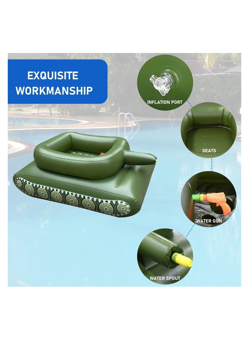 Float Pool Floaties Tank Sprinkling Toy with Squirt Gun for Kids Adult,Tank Inflatable for Pool Party Toys