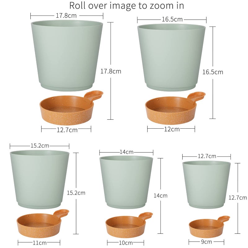 GARDIFE Plant Pots 7/6.5/6/5.5/5 Inch Self Watering Planters with Drainage Hole, Plastic Flower Pots, Nursery Planting Pot for All House Plants, African Violet, Flowers, and Cactus,Green - Image 3