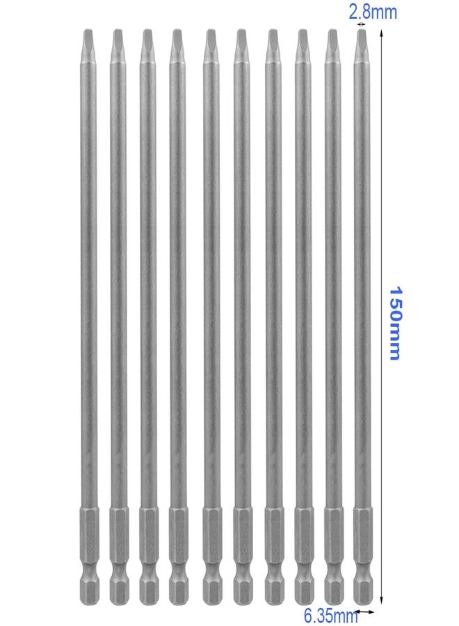 Wolfride 10pcs Square Head Bits #2 Square Drive Bit Set 1/4-Inch Shank Tip Bit #2 Long Magnetic Square Head Screwdriver Bits 5.9 Inch Length - Image 2