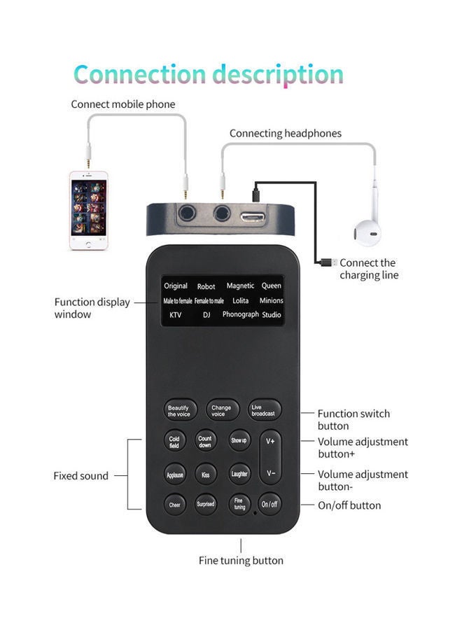 NIBEMINENT Mini Voice Changer Machine V7974_P Black  - Image 5