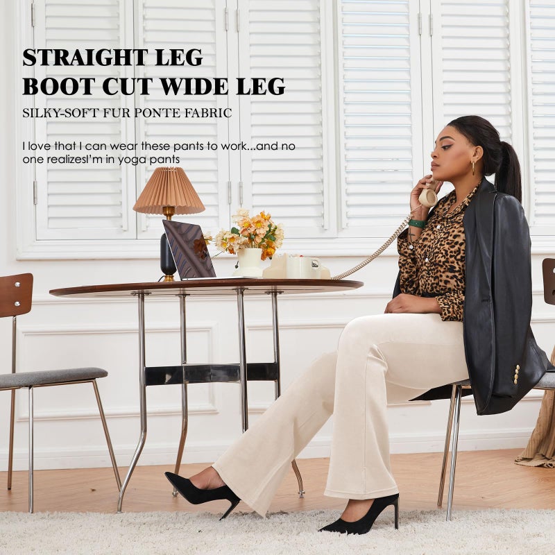 DGD Wrinkle-Free Stretch Dress Pants Plus Size for Women Pull-on Pant Ease into Comfort Office Pant Beige 3XL - Image 5